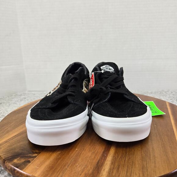 Vans Womens 7.5 Sk8-Low Black Tiger Faux Fur Athletic Gym Daily Skating Sneakers - Picture 4 of 14